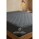 Nart Home Yatak Alezi Pamuklu Kapitone Fitted Full Kenar Yatak Koruyucu Gri
