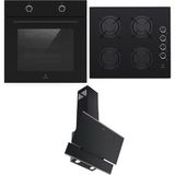 Narte Ankastre Set; CG20060B Ocak, OV200B Fırın, H10060BX Davlumbaz - Siyah