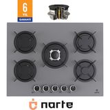 Narte CG20070S - 70 cm Beyaz , 5 Gözlü , Cam Ankastre Ocak , 6yıl Garantili - Gri - Doğalgaz