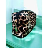 Nartella Leopar Desenli Orta Boy Makyaj ve Seyahat Çantası – Duck Kumaş, %100 Organic Cotton Astar - 20*10*10 - --Siyah