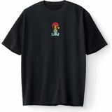 Naruto Pikachu Balbazar Bulbasaur Anime Kızgın Ninja Japanese Oversize Unisex Tişört T-Shirt - Siyah