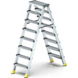 Narvon 8+8 Basamaklı Çift Çıkışlı Alüminyum Merdiven Ergonomik Yapı ile 187 cm Ev ve Bahçe Kullanımı - Gri