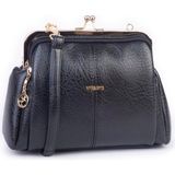 Nas Bag Burslu Klipsli Vintage Omuz ve Çapraz Çanta (23X20 cm Ebatlarındadır) Siyah Victoria - 23 x 20 cm