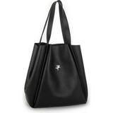 Nas Bag Kadın Büyük Boy Büzmeli Yavrulu Çıtçıtlı Tote Bag Omuz Çantası - Siyah - Tek Ebat