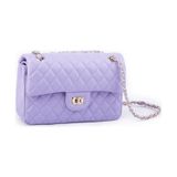 Nas Bag Kadın Çapraz Çanta Büyük Boy Zincirli Kapitone Lila Nova En:26 Boy:16 Cm