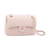 Nas Bag Kadın Çapraz Çanta Büyük Boy Zincirli Kapitone Pudra Nova En:26 Boy:16 Cm