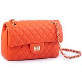 Nas Bag Kadın Çapraz Çanta Büyük Boy Zincirli Kapitone Turuncu Nova En:26 Boy:16 Cm