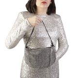 Nas Bag Kadın Çapraz Çanta Siyah White Diamond Beyaz Taşlı Ayarlanabilir Askılı