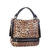 Nas Bag Kadın Geniş Hacimli Büyük Boy Çanta - Siyah Leopar Desenli, Üç Gözlü, Çok Bölmeli Günlük ve Seyahat Çantası