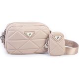 Nas Bag Kadın Mini Spor Kapitone Mini Cüzdanlı Çapraz Çanta Kum