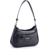 Nas Bag Kadın Omuz ve Çapraz Baget Çanta - Siyah Lazer (28X17 Cm) - 28 x 17 cm