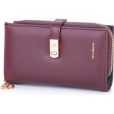 Nas Bag Kadın Orta Boy Kartlık Kağıt Para ve Bozuk Para Tasarımına Sahip Bordo Dona [16X9 Cm]