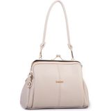Nas Bag Klipsli Burslu Kadın Çantası Suni Deri 21 x 16 cm Boyutuyla Şık ve Fonksiyonel Model - Beyaz