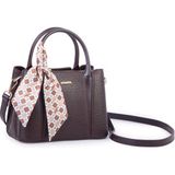 Nas Bag Şık Fularlı Mini El ve Omuz Çantası Kahve Victoria