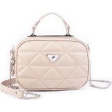 Nas Bag Zincirli Kapitone Çift Gözlü El ve Çapraz Çanta Kum Dona ( 21X16 cm ) - 21 x 16 cm