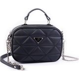 Nas Bag Zincirli Kapitone Çift Gözlü El ve Çapraz Çanta Siyah Dona ( 21X16 cm ) - 21 x 16 cm