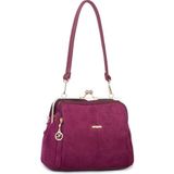 Nas Burslu Klipsli Vintage Omuz ve Çapraz Çanta 23X20 cm Bordo Süet - 23 x 20 cm