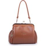Nas Burslu Klipsli Vintage Omuz ve Çapraz Çanta (23X20 cm Taba Victoria - 23 x 20 cm