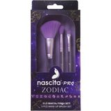 Nascita Pro Zodiac 3'lü Makyaj Fırça Seti Mor Renkli Allık Far Karıştırma ve Açılı Eyeliner Fırçası - MOR/ Şeffaf Sap