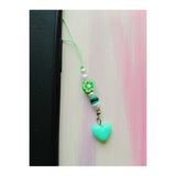 nasclaycollection Fimo Charm Telefon Süsü Çiçek Yeşil Mini