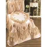 Nashome Tekstil Nashome Tekstil Yatak Örtüsü Takımı Çeyizlik 3 Parça Nihan - Bej - 265 x 265 cm