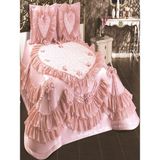Nashome Tekstil Nashome Tekstil Yatak Örtüsü Takımı Çeyizlik 3 Parça Nihan - Pudra - 265 x 265 cm