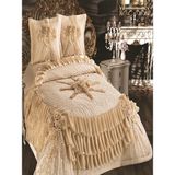 Nashome Tekstil Yatak Örtüsü Takımı Çeyizlik 3 Parça Berk - Bej - 265 x 265 cm