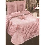 Nashome Tekstil Yatak Örtüsü Takımı Çeyizlik 3 Parça Berk - Pudra - 265 x 265 cm