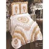 Nashome Tekstil Yatak Örtüsü Takımı Çeyizlik 3 Parça Esma - Krem - Bej - 265 x 265 cm