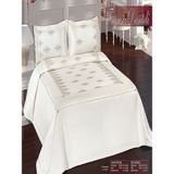 Nashome Tekstil Yatak Örtüsü Takımı Çeyizlik 3 Parça Fransız Danteli - Krem - 265 x 265 cm