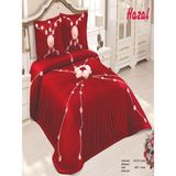Nashome Tekstil Yatak Örtüsü Takımı Çeyizlik 3 Parça Hazal - Kırmızı - Beyaz - 265 x 265 cm