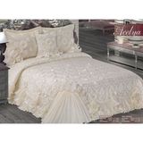 Nashome Tekstil Yatak Örtüsü Takımı Çeyizlik 4 Parça Açelya - Krem - 265 x 265 cm