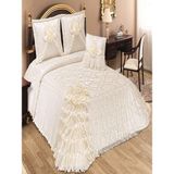 Nashome Tekstil Yatak Örtüsü Takımı Çeyizlik 4 Parça Bahar - Krem - 265 x 265 cm
