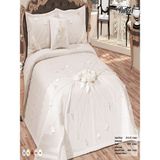 Nashome Tekstil Yatak Örtüsü Takımı Çeyizlik 4 Parça Buket - Krem - 265 x 265 cm