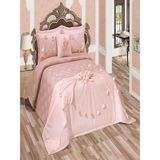 Nashome Tekstil Yatak Örtüsü Takımı Çeyizlik 4 Parça Buket - Pudra - 265 x 265 cm