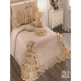 Nashome Tekstil Yatak Örtüsü Takımı Çeyizlik 4 Parça Güliz - Bej - 265 x 265 cm