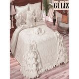Nashome Tekstil Yatak Örtüsü Takımı Çeyizlik 4 Parça Güliz - Krem - 265 x 265 cm