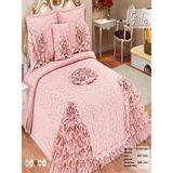 Nashome Tekstil Yatak Örtüsü Takımı Çeyizlik 4 Parça Güliz - Pudra - 265 x 265 cm