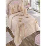 Nashome Tekstil Yatak Örtüsü Takımı Çeyizlik 4 Parça Mira - Krem - Bej - 265 x 265 cm