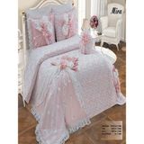 Nashome Tekstil Yatak Örtüsü Takımı Çeyizlik 4 Parça Mira - Krem - Pudra - 265 x 265 cm