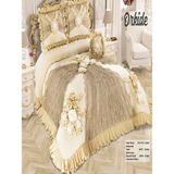 Nashome Tekstil Yatak Örtüsü Takımı Çeyizlik 4 Parça Orkide - Bej - 265 x 265 cm