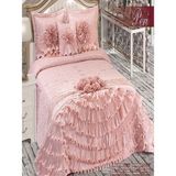 Nashome Tekstil Yatak Örtüsü Takımı Çeyizlik 4 Parça Peri - Pudra - 265 x 265 cm