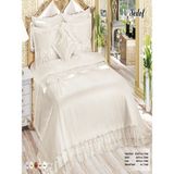 Nashome Tekstil Yatak Örtüsü Takımı Çeyizlik 4 Parça Sedef - Krem - 265 x 265 cm