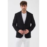 Nasio Erkek Siyah 360 Esneyen Pamuk Karışımlı Slim Fit Mono Yaka Spor Blazer Ceket