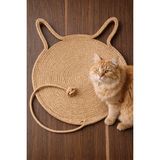 Naspar %100 Organik Jüt Ip Kedi Tırmalama Matı - Doğal Örme Kedi Yatağı Oval 35X60 cm - Bej