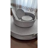 Naspar 13 Parça 32 cm Açık Gri Supla Takımı /Ekmek Sepeti/Bardak Altlıgı Amerikan Servis - 32 x 32 cm