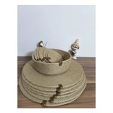 Naspar 13 Parça 32 cm Hasır Supla Takımı / Ekmek Sepeti / Bardak Altlığı Amerikan Servis / Kahve Sunum - 32 x 32 cm