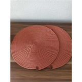 Naspar 2 Adet 32 cm Bakır Renk Supla / Amerikan Servis / Kahve Sunumu / Tabak Altlıgı - 32 x 32 cm - Altın - Gümüş - Bakır