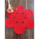 Naspar 2 Adet 35 cm Kırmızı Supla/Konsol/Sehpa Örtüsü - Hasır - 35 x 35 cm