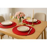 Naspar 4 Adet 32 cm Kırmızı Supla / Amerikan Servis / Kahve Sunum Tabağı - 32 x 32 cm